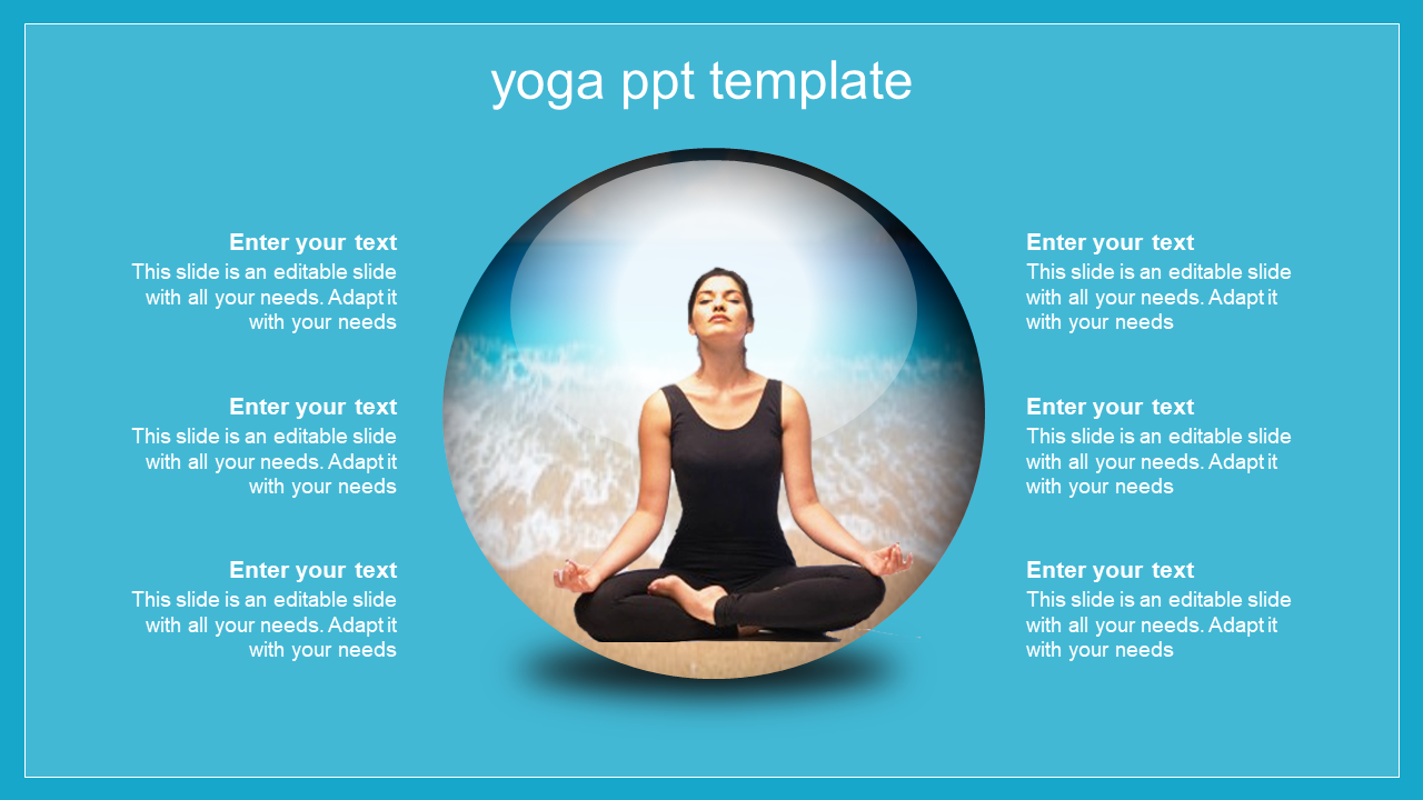 Simple Yoga PPT Presentation Template With Blue Background